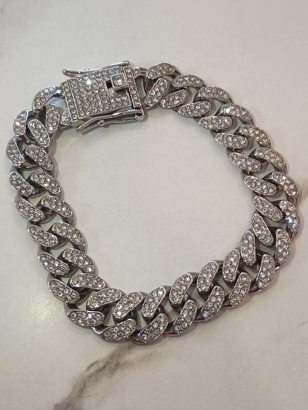 New Cuban link chain bracelet iced out miami hip hop 8.5
